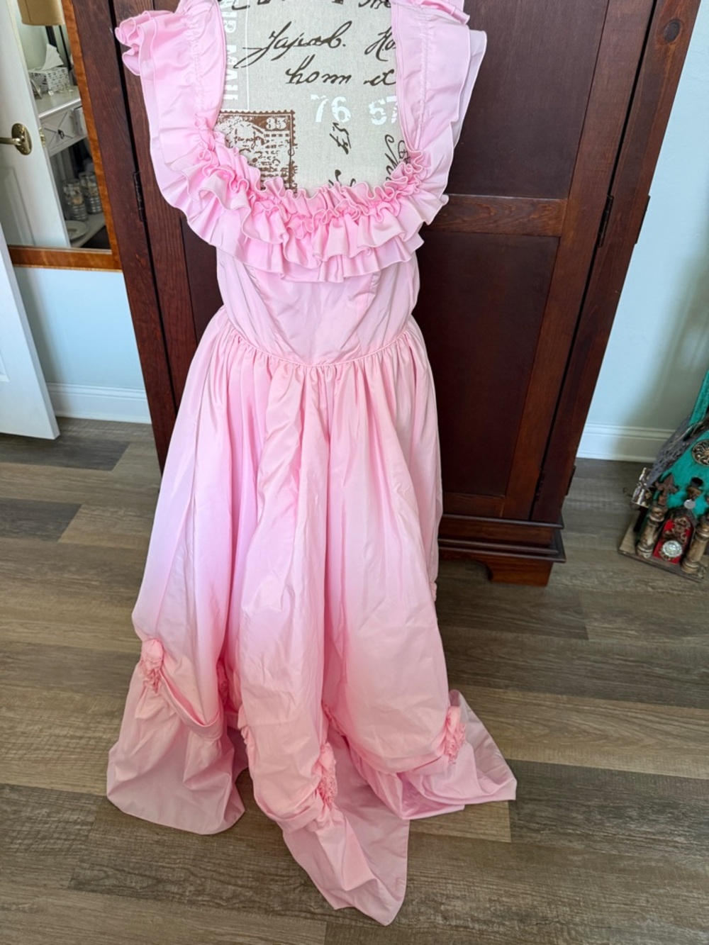 Pink Ruffled Sleeveless Maxi Dress